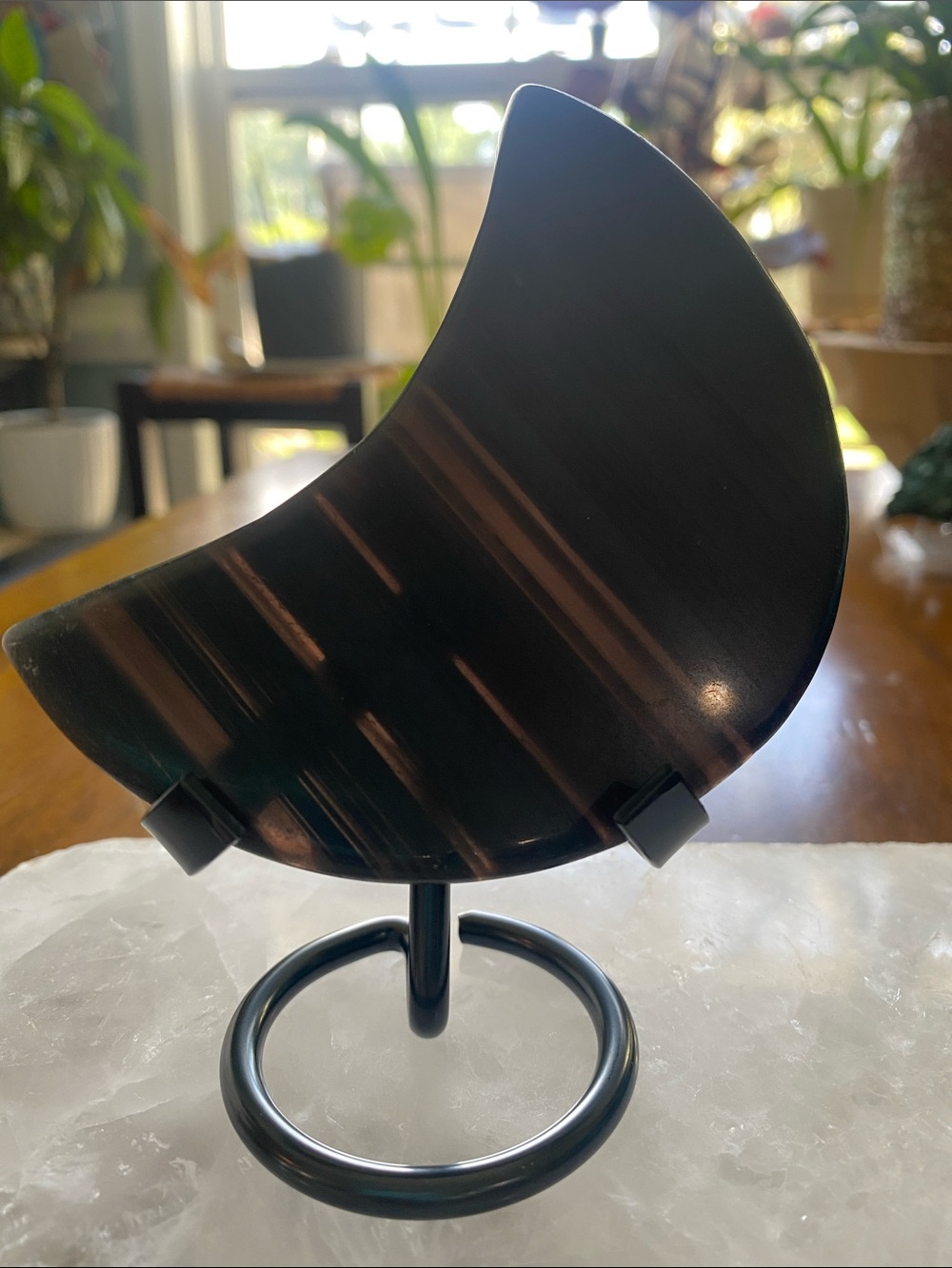 Midnight Lace Obsidian Moon with Stand
